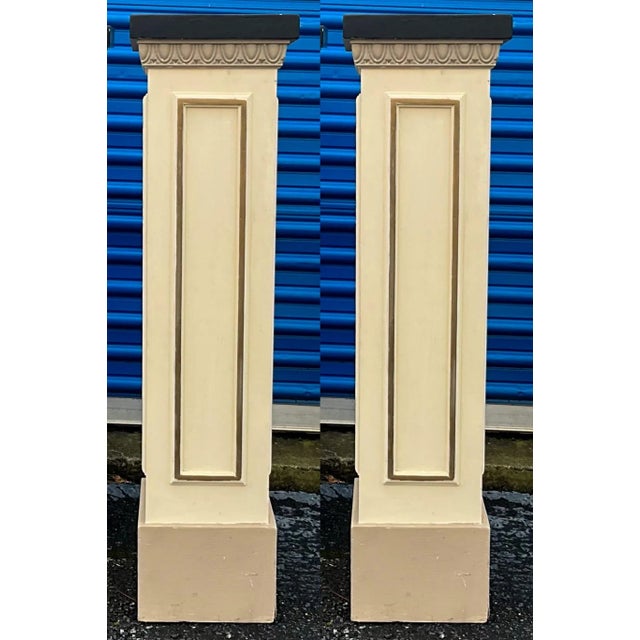 This is a pair of hand painted Italian Neo-classsical style columns or pedestals. The hand painted finish is soothing,...