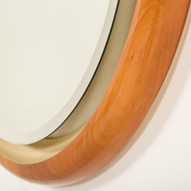 Italian Backlit Mirror in Cherry Wood, 1970s For Sale - Image 10 of 11