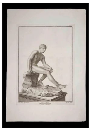 Nicola Fiorillo, Hermes, Ancient Roman Statue, Original Etching, 18th Century