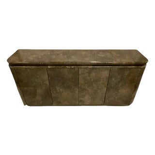 1980s Lacquered Paper Parchment Credenza For Sale
