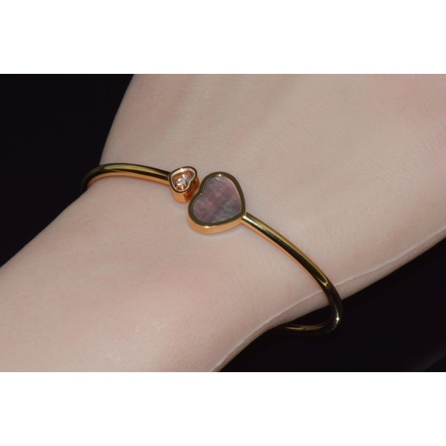 Late 20th Century Late 20th Century Chopard Happy Hearts Tahitian Mother-of-Pearl Diamond 18k Rose Gold Bangle For Sale - Image 5 of 13