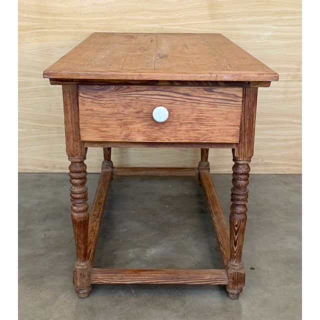 Brown French Worktable with Two Drawers For Sale - Image 8 of 11