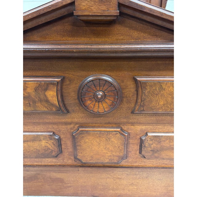 Antique Full Size Victorian Monumental Carved Walnut Burl Wood Bed For Sale - Image 13 of 13