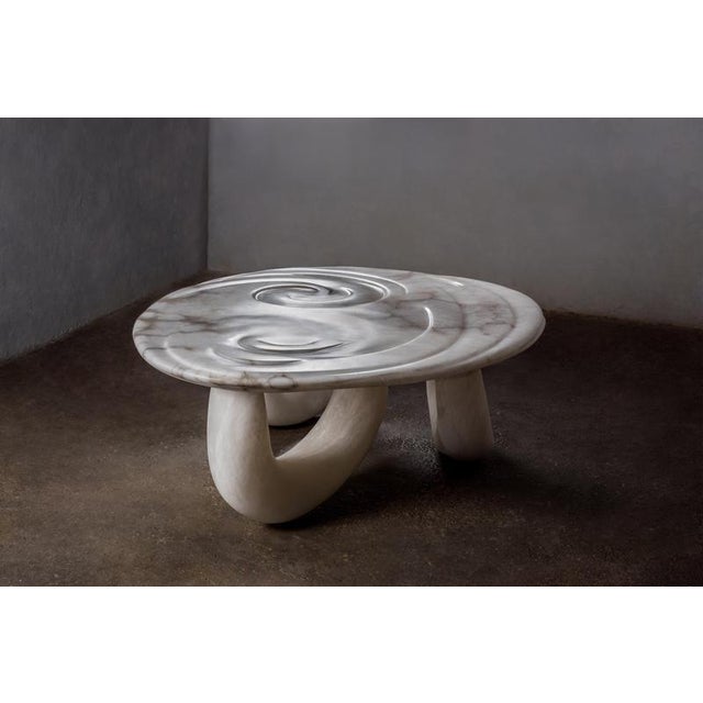 Aqua Fossil Center Table II in Alabaster by Amarist Studio For Sale - Image 14 of 16