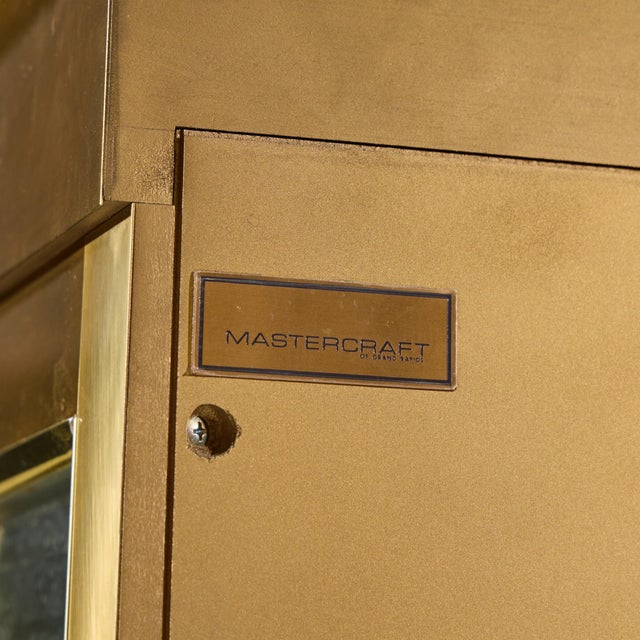 Metal Mastercraft Neoclassical Brass and Glass Vitrine Cabinet For Sale - Image 7 of 7