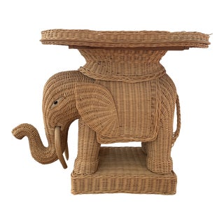 Rattan Elephant Side Table, France 1960 For Sale
