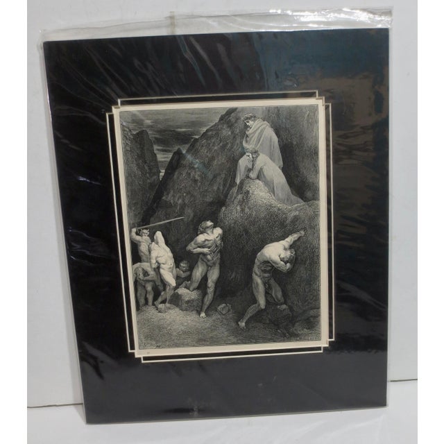 Scene from the 8th circle of Hell, punishment of the heretics. Black-and-white plate matted in a deco-style black mat. The...