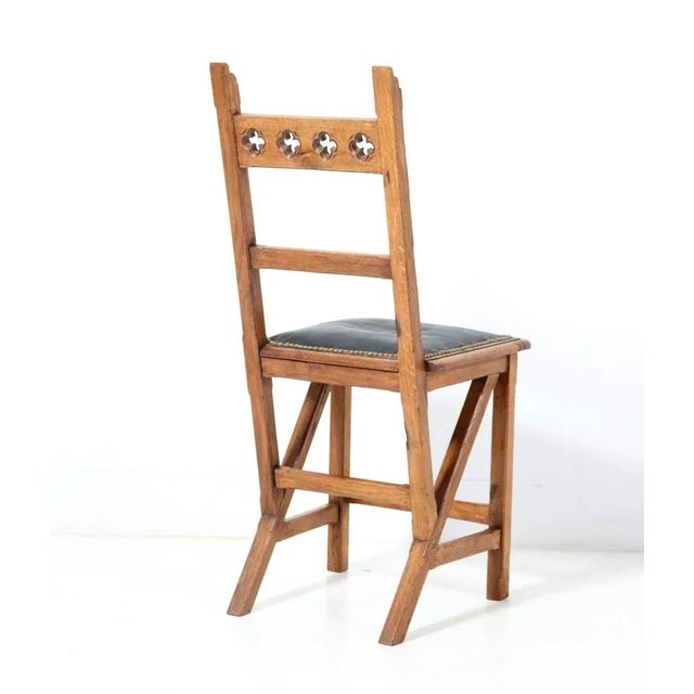 Arts & Crafts Art Nouveau Oak and Skai Side Chair by Hendrik Petrus Berlage, 1900s For Sale - Image 4 of 10