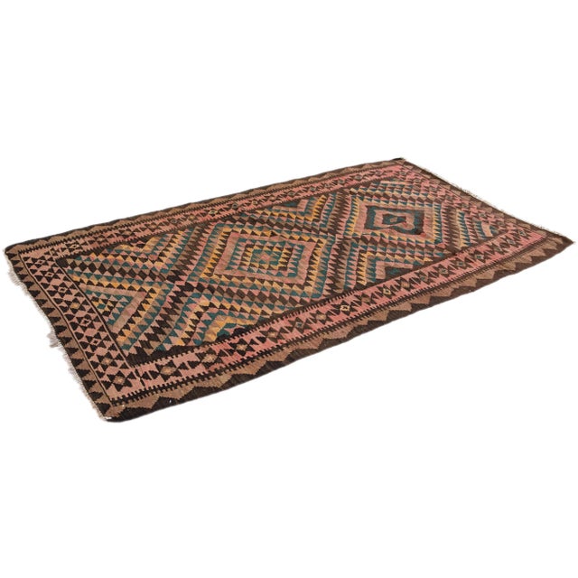 1960s Vintage Turkish Kilim Multicolor Handmade Tribal Wool Rug For Sale - Image 9 of 10