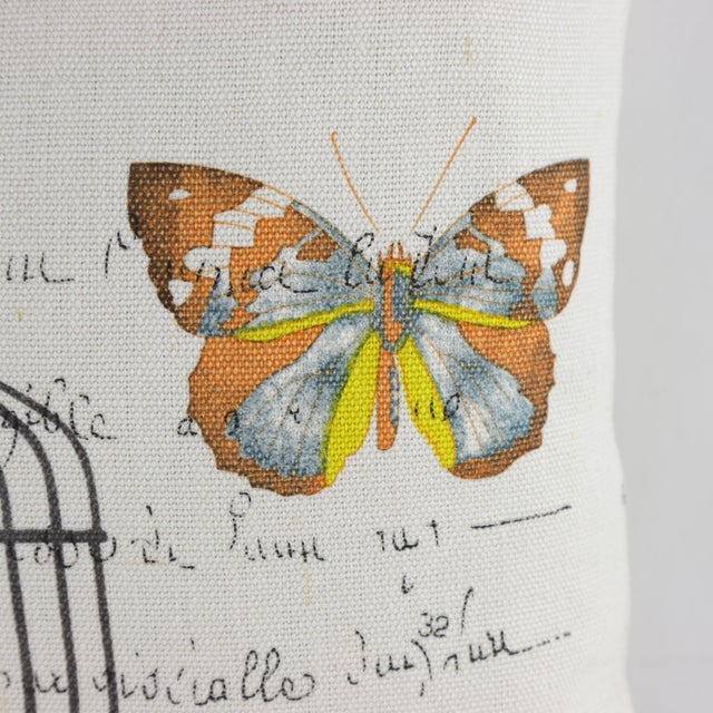 Vintage Bird and Butterfly Cage Pillow For Sale - Image 10 of 12