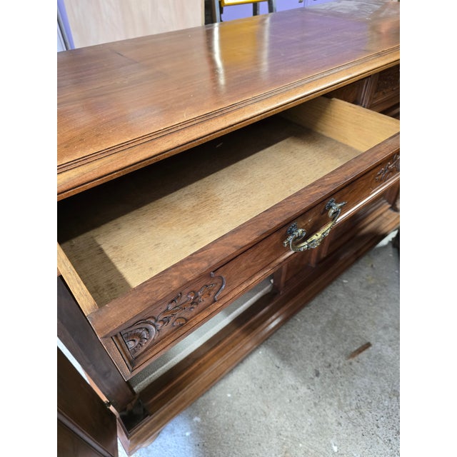 Antique Art Nouveau French Walnut Buffet Cabinet, 1900s For Sale - Image 15 of 18