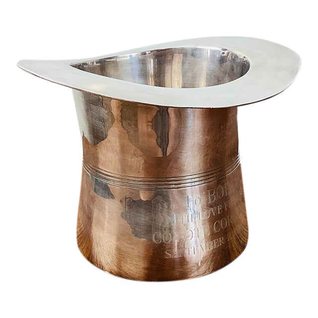 Vintage Silver Top Hat Ice Bucket Wine Chiller For Sale