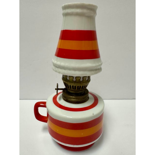 1960s Vintage 1960s/1970s Ceramic Striped Oil Lantern For Sale - Image 5 of 7