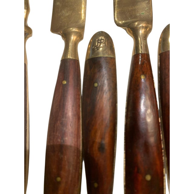 Brown 1980s Lord Nelson Marco Polo Bronze and Rosewood Flatware - 50 pcs For Sale - Image 8 of 12