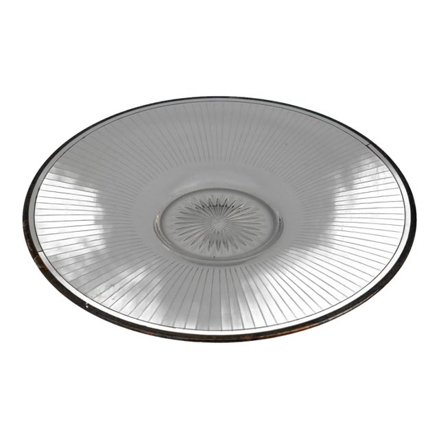 Vintage Heisey Art Deco Style Etched Glass Round Platter For Sale