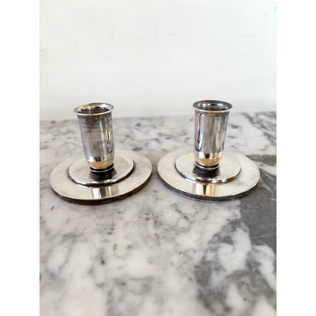 Georg Jensen Sterling Silver Art Deco Candlesticks 748 Height: 2.37 in (6 cm) Width: 3.27 in (8.3 cm) Depth: 3.27 in (8.3...