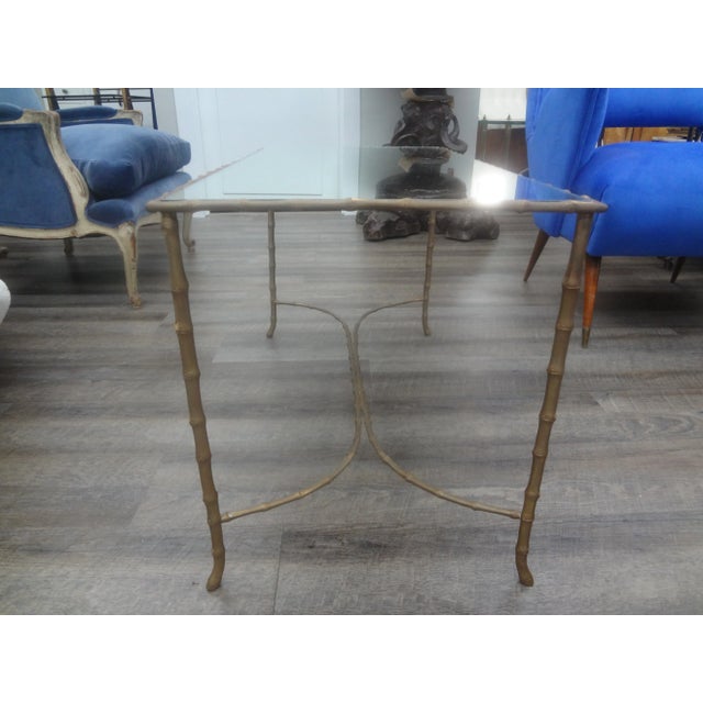 1940s 1940s French Maison Baguès Bronze and Mirror Coffee Table For Sale - Image 5 of 12