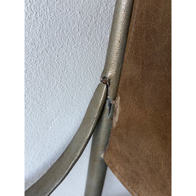 Late 20th Century Leather and Iron Scroll Dining Arm Chairs For Sale - Image 10 of 12