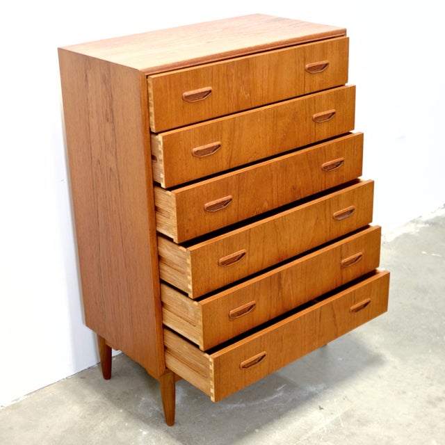 Brown 1950s Danish Teak Six Drawer Dresser / Chest of Drawers For Sale - Image 8 of 9