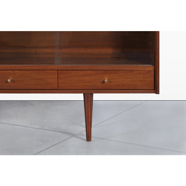 1960s Mid-Century Walnut Credenza or Bookcase With Glass Doors by Merton Gershun For Sale - Image 9 of 12