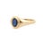Contemporary Chic 14k Gold Blue Sapphire Contemporary Signet Ring Size 6.5 For Sale - Image 3 of 12
