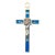 1990s Blessed Vatican Gift: Blue Saint Benedict 7.5” Crucifix For Sale