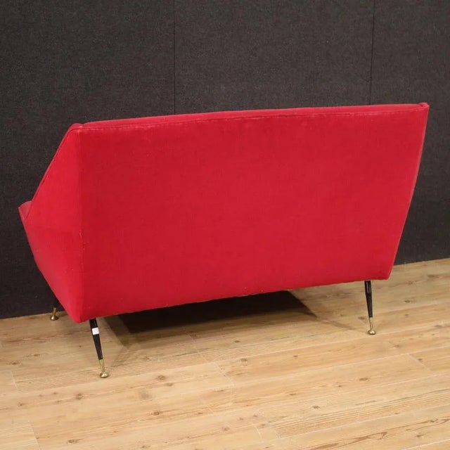 Italian Sofa in Red Velvet, 1960s For Sale - Image 6 of 13