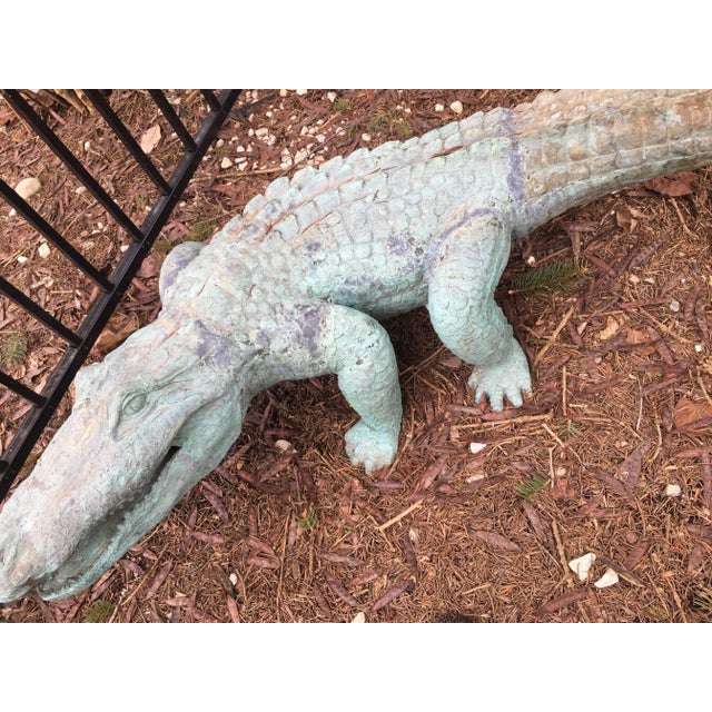 Contemporary 1980s Vintage Bronze Crocodile Statue For Sale - Image 3 of 7