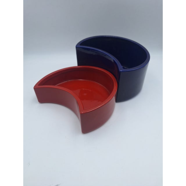 Vintage V-Bol Vases in Glazed Clay by Zaven for Zanotta, 1990s, Set of 2 For Sale - Image 9 of 15