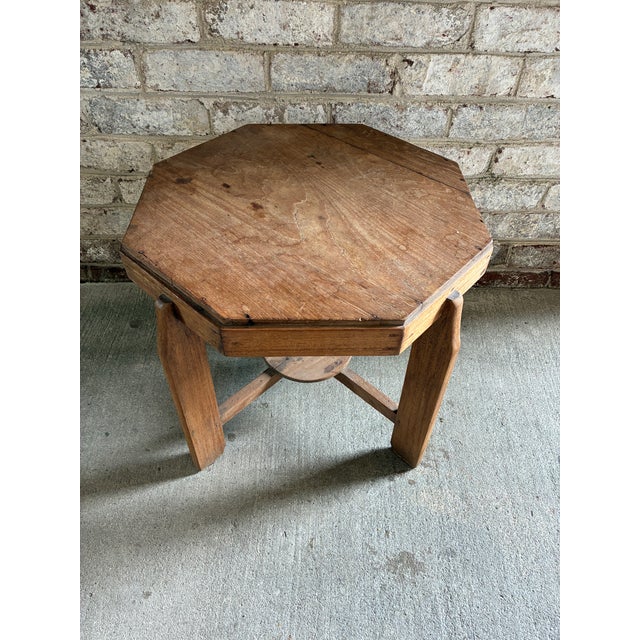 1960s Octagon Shaped Wooden Side Table, Belgium For Sale - Image 11 of 16