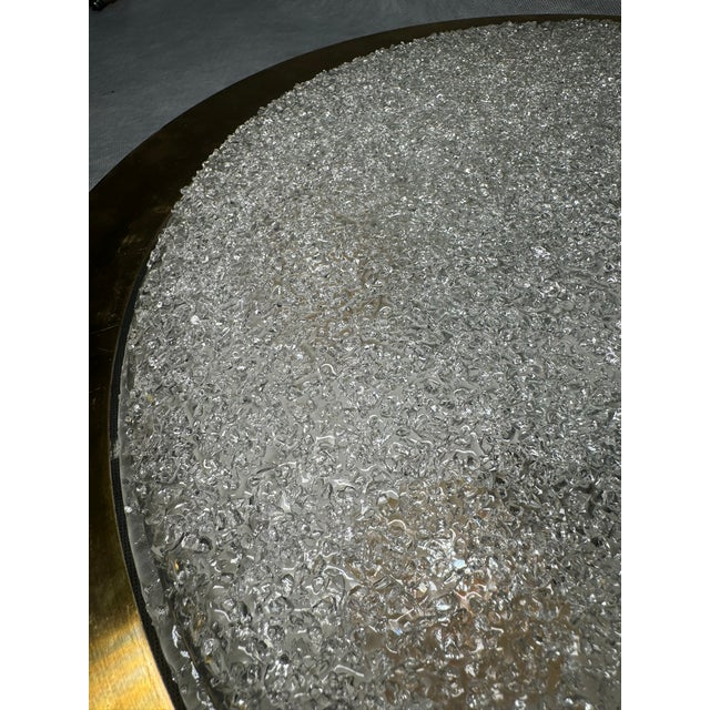 Large Ice Glass Flush Mount Ceiling Lamp attributed to Doria Leuchten Germany, 1960s For Sale - Image 10 of 11