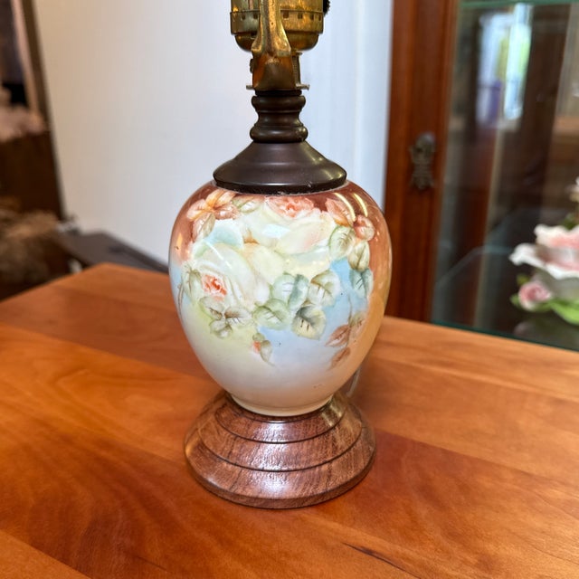 Design Plus Gallery presents a Vintage Floral Ceramic Table Lamp. The lamp has an urn-form ceramic body decorated with...