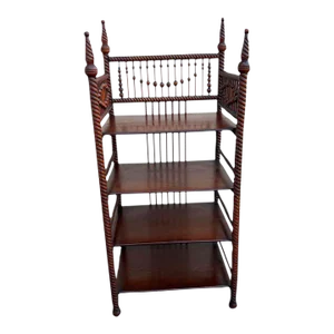 Early 20th Century Antique Victorian Barley Twist Stick and Ball Small 4 Tier Bookcase