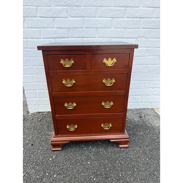 Vintage Chippendale Style 5 drawer Nightstand by Tom Selly 5 drawers, bracket feet, metal pulls., dovetail joint...