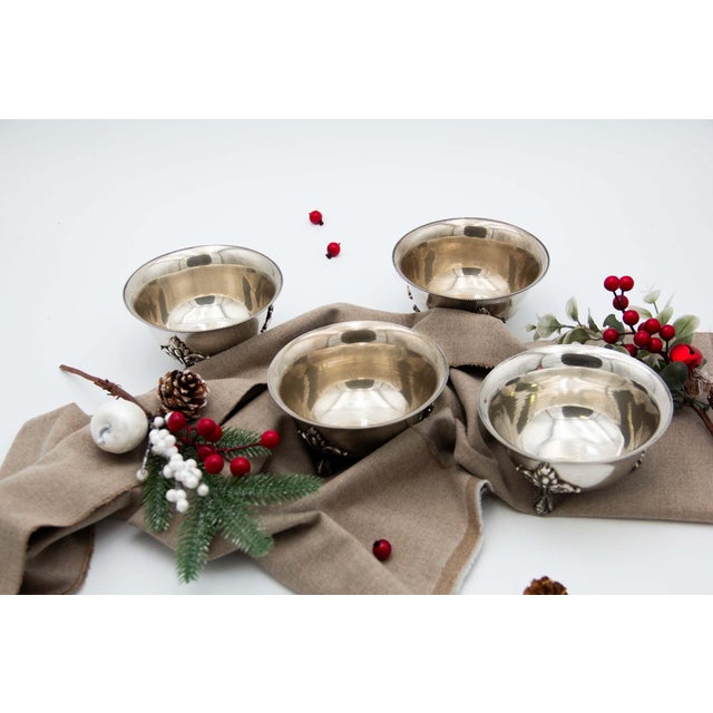 Silver Bowls with Raised Claw Feet, Reliefs and Rim Friezes, Set of 4 For Sale - Image 5 of 5