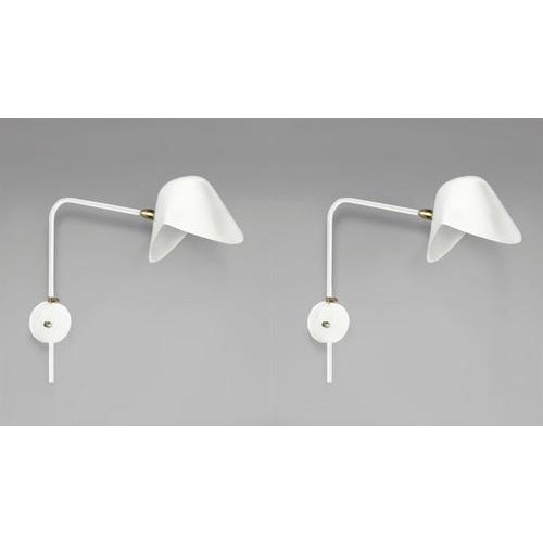Modern White Anthony Wall Lamps by Serge Mouille, Set of 2 For Sale - Image 3 of 8