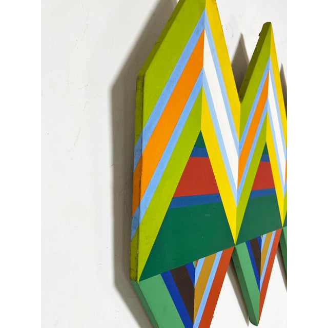 Green C. 1960s Op Art Shaped Canvas Painting For Sale - Image 8 of 11