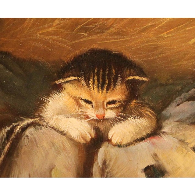 Samuel Koch, Playful Kittens, 20th Century, Oil on Wood, Framed For Sale - Image 4 of 9