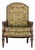 Thomasville Vintage Lounge Chair With Carved Wood Frame and Green Floral Upholstery For Sale