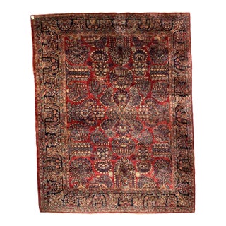 1920s, Handmade Antique Persian Sarouk Rug 9.1' X 11.6' For Sale