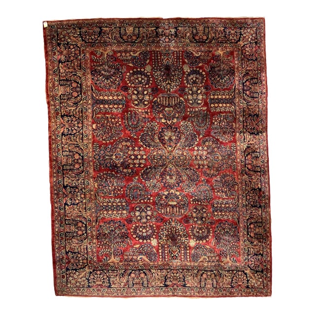 1920s, Handmade Antique Persian Sarouk Rug 9.1' X 11.6' For Sale