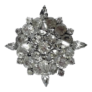 Vintage Starburst Rhinestone Brooch Pin
