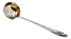 Silver Soup Ladle with Reliefs and Grooves on the Handle