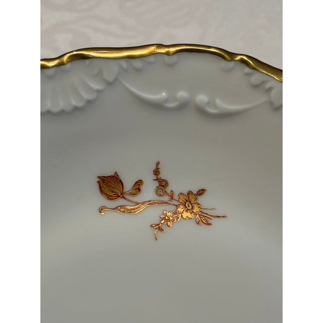 Limoges, France 1950's Limoges France Plate With Gold Roses For Sale - Image 4 of 9
