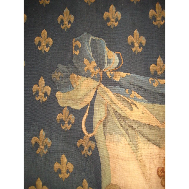 French Beauvais Tapestry Coat of Arm of the Kings of France 19 Century For Sale - Image 14 of 15
