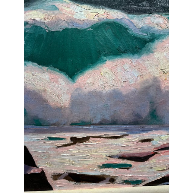 1990s George T. Chakos Fine Art: Raging Night Surf in the Impressionist/Post Impressionist Style For Sale - Image 5 of 8