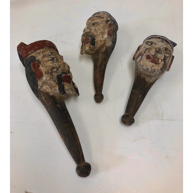 Japanese Juggling Heads Made of Camphor Wood - set of 3 For Sale In Greensboro - Image 6 of 6