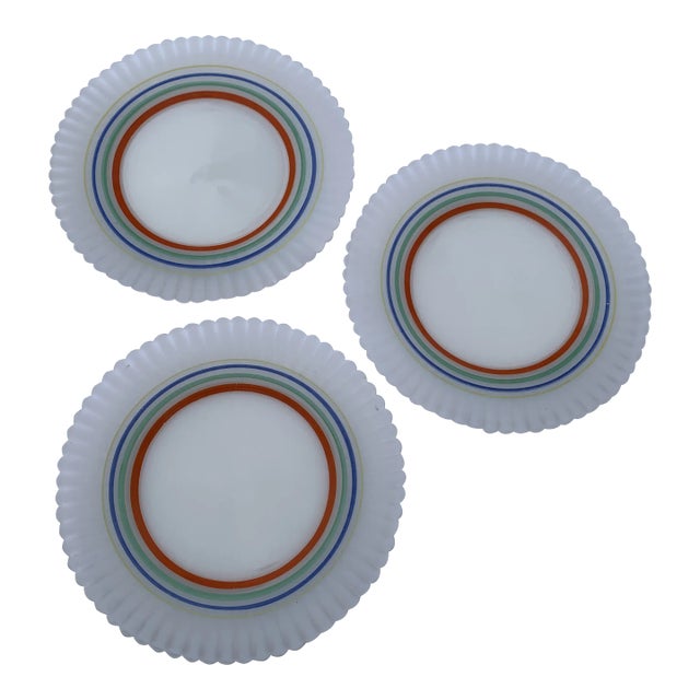 MacBeth-Evans Rainbow Petalware Plates - Set of 3 For Sale