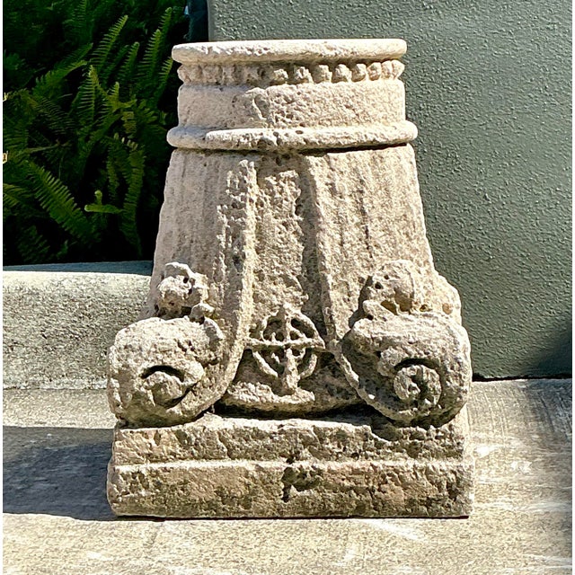 Oyster Gray Vintage Boho Patinated Architectural Element Column For Sale - Image 8 of 12