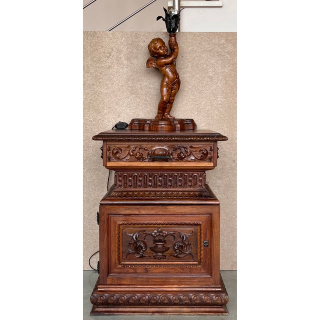 Pair of hight carved nightstands with richly carved in front and sides. Hight drawer with and special hardware and low low...